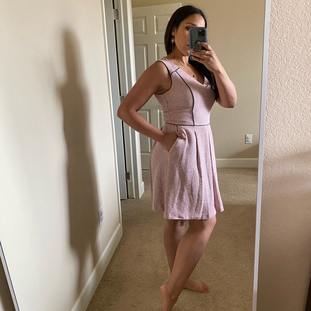 Sleeveless V-Neck Pink Dress | Banana Republic